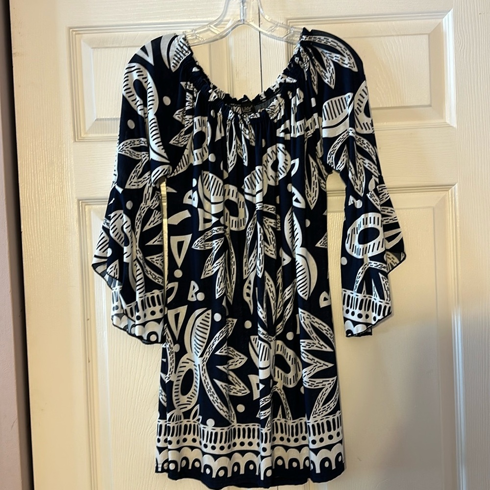 Navy and white Tunic. On longer side